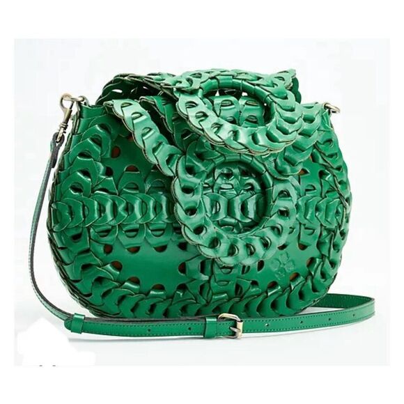 Rare Patricia Nash Green Beet Ticci Chainlink Woven Crossbody Shoulder Strap Han - Picture 1 of 13
